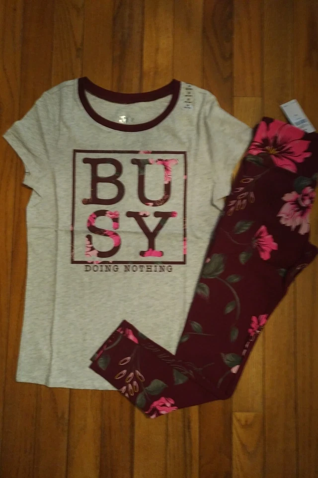 Nuevo con etiquetas Conjunto Justice Niñas Ocupado No Hacer Nada Top/Leggings Florales Talla 8 10 Foto 1 de 1