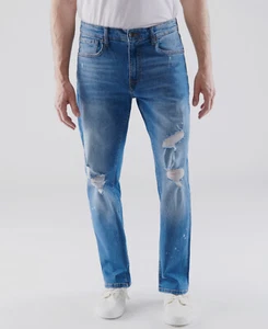 $48 Lazer Men's Blue Stretch Denim Straight-Fit Jeans Pants Size 30W 30L - Picture 1 of 1