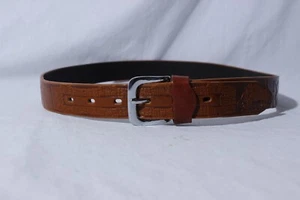 Vintage Creaciones Grau geprägtes Leder Wandbild Gürtel Herren Gr. 36 - Bild 1 von 8