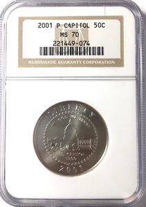 2001-P Capitol Visitor Center Half Dollar 50C NGC MS70 Commem Coin! Mint Luster! - Picture 1 of 2