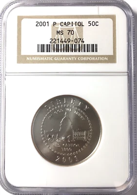 2001-P Capitol Visitor Center Half Dollar 50C NGC MS70 Commem Coin! Mint Luster! - Image 1 of 2