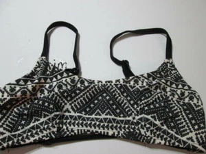 Xhilaration Women Size M Bikini Top Black/White Wireless Unlined Spaghetti Strap - Picture 1 of 5