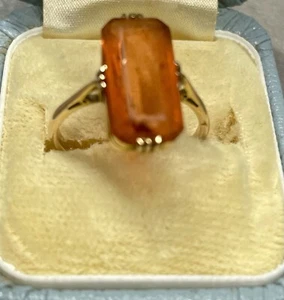 Antique 9ct Ring Citrine Style Stone - Picture 1 of 4