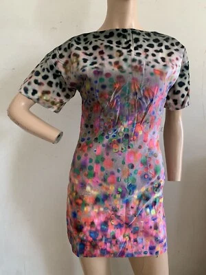 H&M ABSTRACT GEOMETRIC VELVET 100% COTTON SHIFT  MINI DRESS UK 8 EU 34 S BNWT - Image 1 of 4