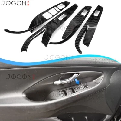 Cubiertas de botón de interruptor de ventana de puerta de carbono real 4 piezas para Hyundai N i30N i30 N 2018+ Foto 1 de 4