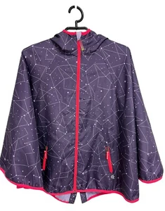 Champion Girls A-Line Poncho Sleeve Dark Purple Zip Up Hooded Rain Jacket Size L - Picture 1 of 12
