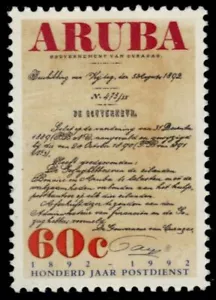 ARUBA 78 - Postal Services Centenary 'Government Decree of 1892' (pb18753) - Picture 1 of 1