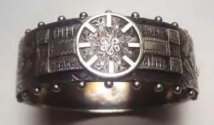 Classic Dtd. 1884 BIRMINGHAM sterling silver ORNATE CUFF BRACELET- NEAR PRISTINE - Picture 1 of 16