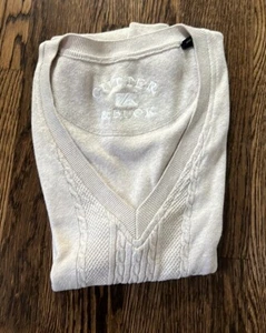 Cutter & Buck Tan V-neck Cotton Vest. Size Large. Braid Knit Detail. - Picture 1 of 6