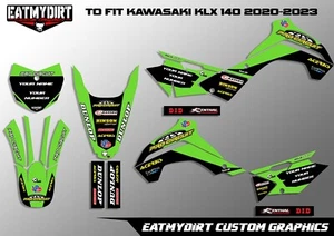 PER KAWASAKI KLX 140 2020-2023 ADESIVI GRAFICI MOTOCROSS DECALCOMANIE MX KLX140 - Foto 1 di 2