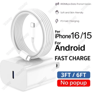 USB-C to USB C Cable Fast Charger Power Adapter For iPhone 15 16 Pro Max Samsung - Picture 1 of 14