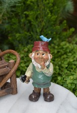 Miniature Dollhouse FAIRY GARDEN Accessories ~ Gardener Gnome with Bird ~ NEW