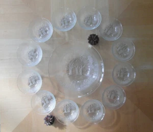 Dessertschalen Set aus Glas, durchsichtig, graviert, Muster: Bäume - Bild 1 von 4