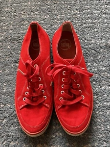 FITFLOP TRAINERS RED CANVAS SNEAKERS UK 6 - Picture 1 of 8