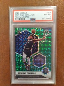 2020-21 Panini Mosaic ANTHONY EDWARDS Green PSA 8 Rookie Card #201 Timberwolves