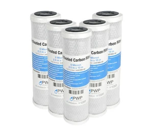 Activated Carbon CTO Water Filter Cartridge Standard 2.5 x10" 5 Micron 5 pack - Picture 1 of 5