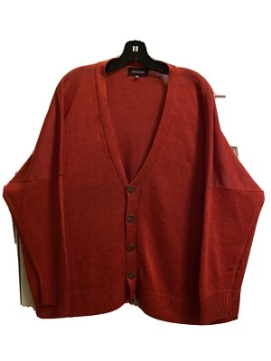 Eskandar O/S 1x 2x Red LInen V Neck Cardigan Sweater $1525 - Image 1 of 4
