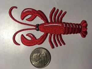 Langosta cangrejo cangrejo de río hierro sobre aplique parche bordado langosta roja 4" de largo - Imagen 1 de 4