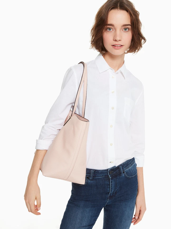 Kate Spade Larchmont Avenue Logo Penny Pink Leather Large Tote WKRU5619