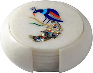 Juego Coster de mármol blanco de 4 " para mesa protección aspecto de lujo mesas de comedor y té - Imagen 1 de 6