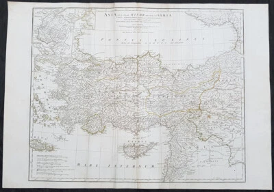 Mapa antiguo grande de Turquía, Chipre, Siria, Mar Negro 1764 J B D Anville Foto 1 de 3