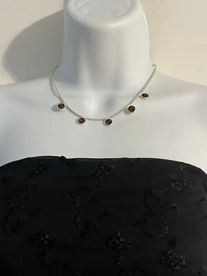 Guess silvertone chain round enamel tortoise shell colored charms necklace - Image 1 of 4