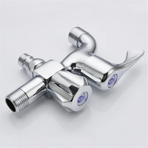 Multi-function Stopcock 1 in 2 Out Double Head Faucet Washing Machine Kitchen AU - Afbeelding 1 van 6