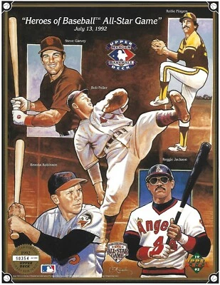 Rollie Fingers 1992 All Star Game Upper Deck Heroes o Baseball 8.5x11 Photo Card - Image 1 of 3
