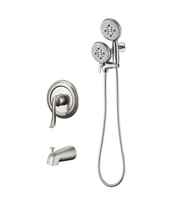 ELLO&ALLO Single-Handle 24-Spray Tub/Shower Faucet/5”Shower Head Brushed Nickel - Picture 1 of 7