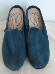 Women's Rockport Blue Suede Waterproof Slip-On/Clogs Size 8.5 M Pre-Owned - Picture 1 of 12