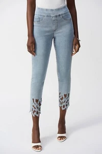 Joseph Ribkoff 251959 Light Blue Pearl Detail Jeans Original Price £219.00 - Picture 1 of 6