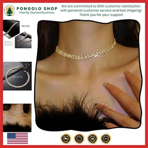 Rhinestone Crystal Choker Necklaces - Chic Sparkly Jewelry for Every Occasion - Picture 1 of 9