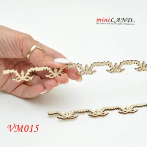 Apliques grandes de madera tallada con flores sin pintar 2 piezas para casa de muñecas 1:6 VM015 - Imagen 1 de 3