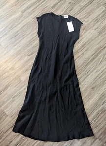 Massimo Dutti Limited Edition Women's Black Midi Linen Shift Dress Size L NWT - Picture 1 of 24