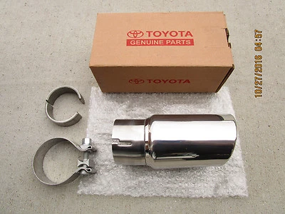 10 - 23 TOYOTA 4RUNNER POLISHED STAINLESS STEEL EXHAUST TIP ANGLE CUT OEM NEW - Image 1 of 4