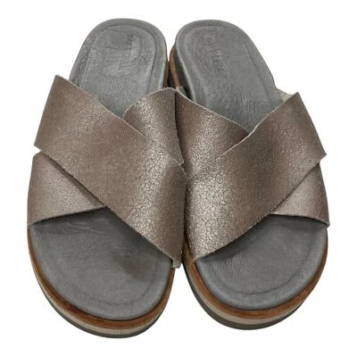 Merrell Juno Slides Cuero Metálico Mujer’s Talla 6 en Plata y Gris Foto 1 de 4