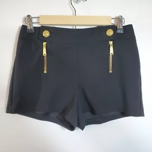 Mini Pantalones Cortos Express Talla 0 Negro Dorado Botones Repujados Cremallera XS - Imagen 1 de 7