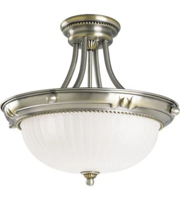 Progress Lighting P3409-43 Colonial Silver 3 Light Ceiling Fixture Ribbed Glass - Image 1 of 3