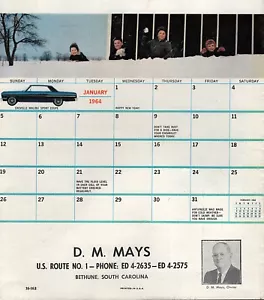 1964 Chevy Chevelle Malibu Sport Coupe Original Color Calendar Page Ad - Picture 1 of 1