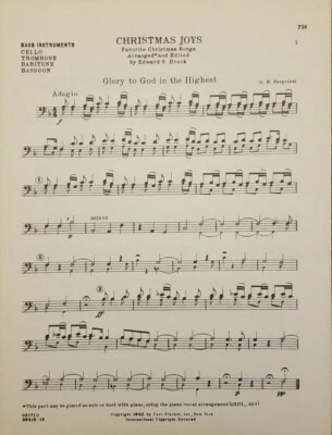 Christmas Joys, Favorite Christmas Songs for Bass instruments, by Ed Breck 1942. - Image 1 of 4