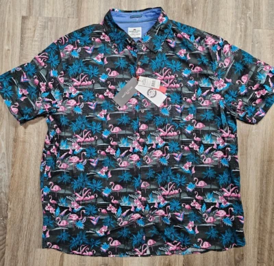 NUEVO CON ETIQUETAS Camisa Ditch Plains por Ricky Singh Flamingos XXL Manga Corta Para Hombre Foto 1 de 3