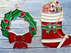 😍Decoraciones vintage de 2 árboles de Navidad hechas de vidrio y metal. Mediado - Imagen 1 de 11