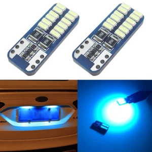2 Ice Blue 168 2825 W5W License Plate Light LED Bulbs 194 2821 T10 Bright 24-SMD - Picture 1 of 10