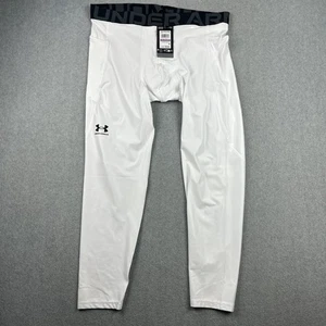 Under Armour HG Armour Full Legging Mens 2XL White Compression Pants Gym Run New - Picture 1 of 6