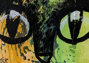 Original ACEO Katze Gemälde Sammlerstück Expressionismus Moderne Kunst Samantha McLean - Bild 1 von 1