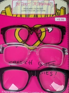 Betsey Johnson 3 Pack Reading Glasses Tortoise Clear Black Frame +2.50 New - Picture 1 of 3