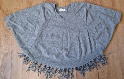 Poncho suéter chal terciopelo de Graham & Spencer gris 100 % cachemir talla M Foto 1 de 4