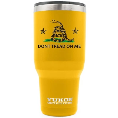 YUKON OUTFITTERS Freedom 40oz Gold with Dont Tread On Me Print Tumbler