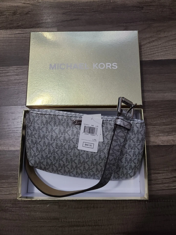 Riñonera de cinturón para mujer Michael Kors MK logotipo de firma PLATA/GRIS - NUEVA Foto 1 de 1