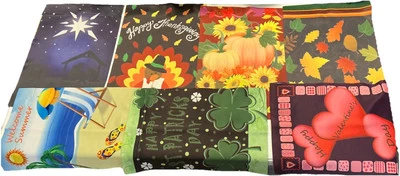 Banderas de jardín (juego de 10) 12x18 banderas de patio de doble cara con poste vacaciones/estaciones Foto 1 de 4